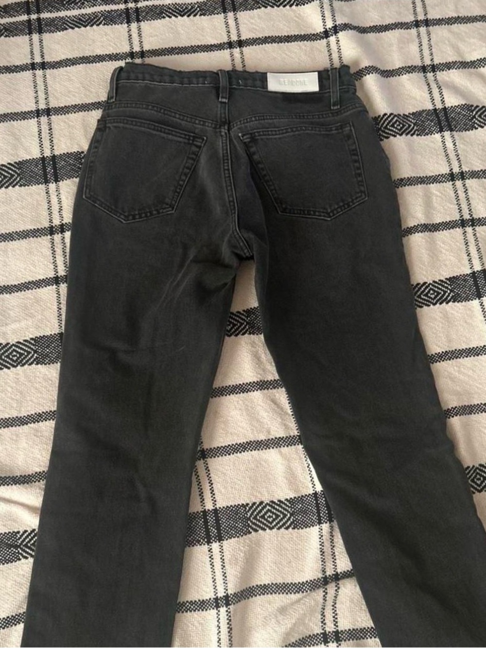 Re/Done size 27 High-Rise Straight Leg Jeans in Washed Black - Picture 3 of 7
